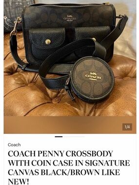 Coach Penny Crossbody Bag with Coin Case - Black/Brown